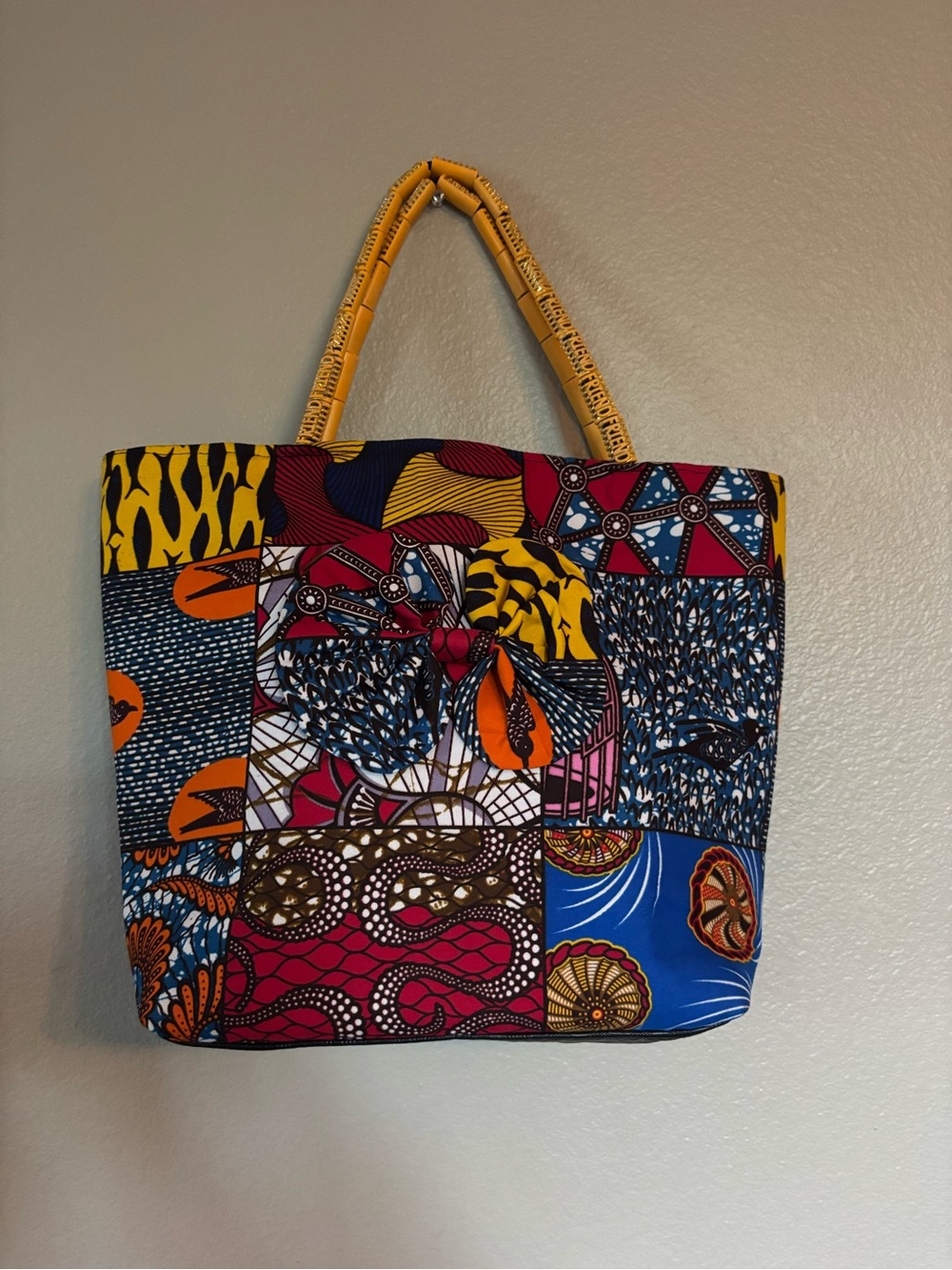 Vibrant African Wax Print Patchwork Tote